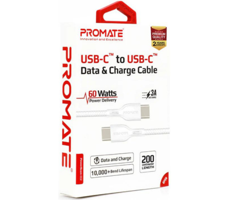 PROMATE POWERBEAM CC CABLE USB-C CON PD 1.2M BLANCO (D)