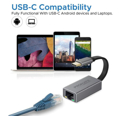 PROMATE GIGALINK-C HUB ADAPTADOR USB-C A LAN 1000 MBPS