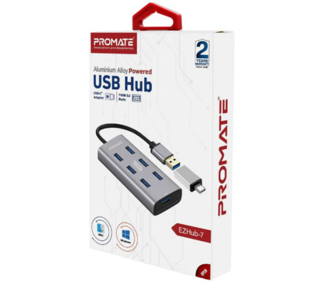 PROMATE EZHUB-7 HUB USB CON ADAPTADOR USB-C A 7 USB 3.0