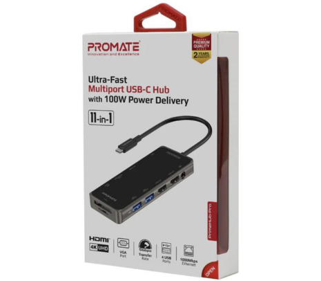 PROMATE PRIMEHUB-PRO HUB C 4USB/HDMI/LAN/SD/VGA/AUX/PD/100W