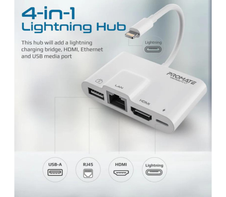 PROMATE MEDIASYNC-LT HUB ADAPT LIGHTN A USB/HDMI/LAN/LIGHT(O