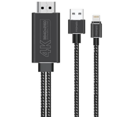 PROMATE MEDIALINK-LT CABLE LIGHTNING A HDMI 4K C/CABLE USB 1.8M (O)