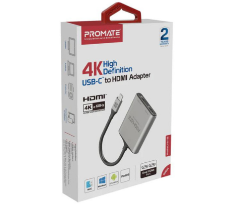 PROMATE MEDIALINK-H2 ADAPTADOR USB-C A 2 HDMI 4K