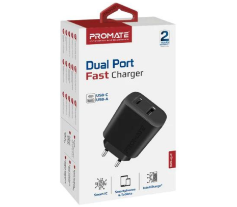 PROMATE BIPLUG-2.EU-BK CARGADOR DE PARED 17W 2 USB NEGRO (D)