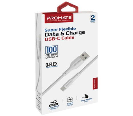 PROMATE XCORD-AC.WHITE CABLE USB-A A USB-C 1M