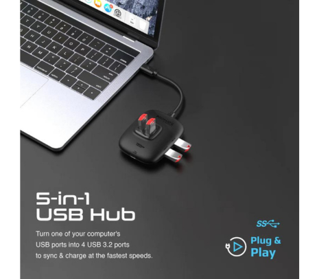PROMATE SNAPHUB-4 HUB 5EN1 USB-C A USB-A/USB-C 100W BLACK (O