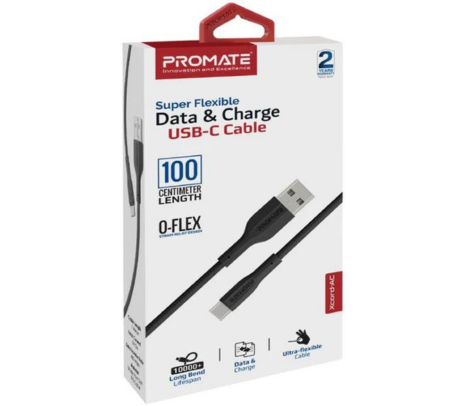 PROMATE XCORD-AC.BLACK CABLE USB-A A USB-C 1M