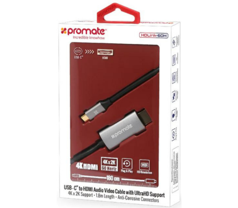 PROMATE HDLINK-60H.GREY CABLE HDMI A USB-C 4K 1.8 METROS