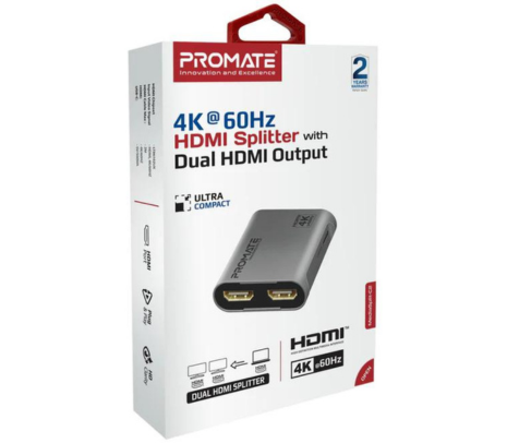 PROMATE MEDIASPLIT-C2 ADAPTADOR HDMI A DUAL HDMI 4K BLACK
