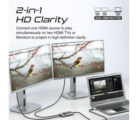 PROMATE MEDIASPLIT-H2 ADAPTADOR HDMI A DUAL HDMI 4K BLACK 1M