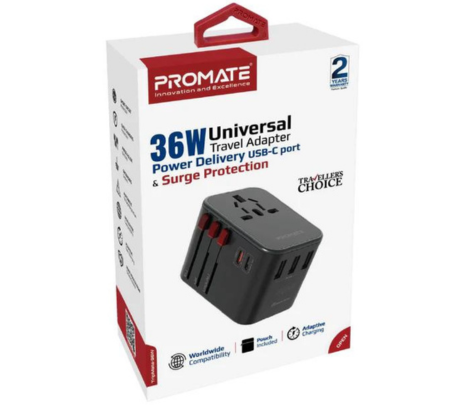 PROMATE TRIPMATE-36W ADAPTADOR DE PARED UNIVERSAL 20W QC 3.0