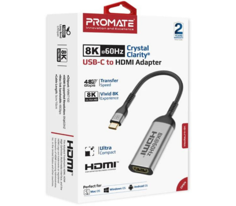 PROMATE MEDIALINK-8K ADAPTADOR USB-C A HDMI 8K 60HZ GREY