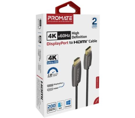 PROMATE PROLINK-DP200 CABLE HDMI A DISPLAY PORT 4K HD 60HZ 2M