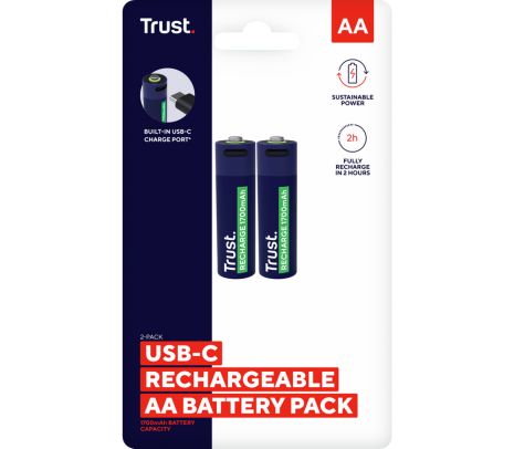 TRUST 25584 PILAS RECARGABLES AA USB-C 2 UNI