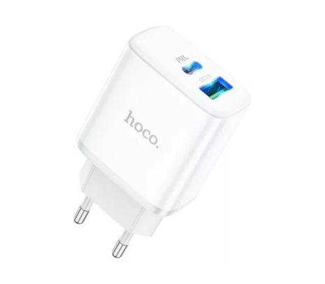 HOCO C105A CARGADOR PARED 1 USB-C/1 USB-A QC3.0 EU 20W WHITE