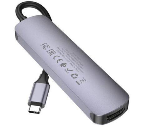 HOCO HB27 HUB USB-C A USB-A/USB-C/HDMI METAL GREY