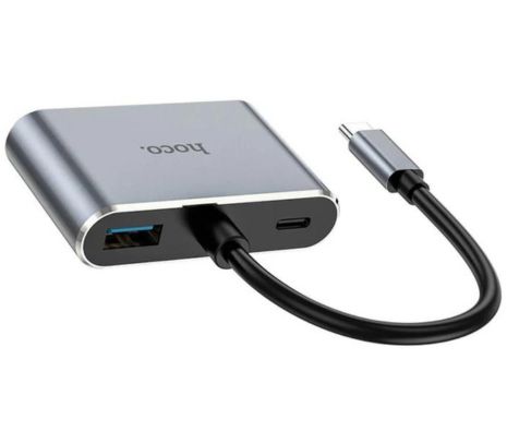 HOCO HB30 HUB USB-C A HDMI/VGA/USB 3.0 METAL GREY (D)