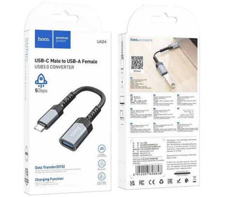 HOCO UA24 ADAPTADOR USB-C A USB-A 3.0 METAL GREY