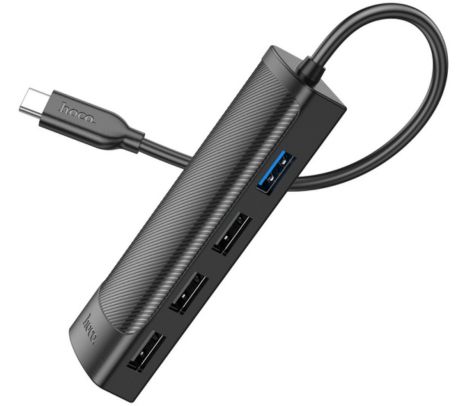 HOCO HB41 HUB 4 EN 1 USB-C A 3 USB-A 2.0 Y 1 USB-A 3.0 BLACK