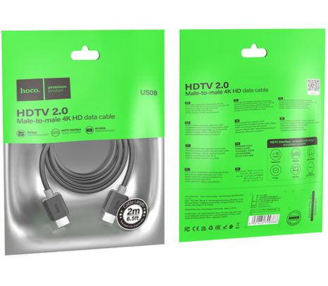 HOCO US08 CABLE HDMI 2.0 4K HD BLACK 2M