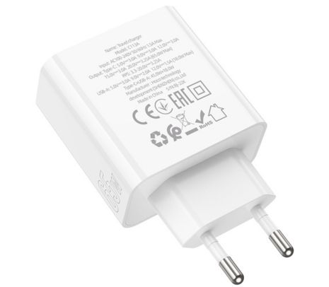 HOCO C113A CARGADOR DE PARED 1 USB-C/1 USB-A EU 65W WHITE