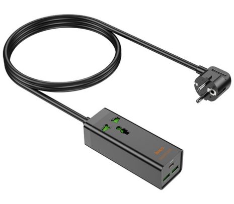 HOCO AC9A CARGADOR/ZAPATILLA SCHUKO C/1 UNIVERSAL 1 USB-C/2 USB-A BLACK 30W