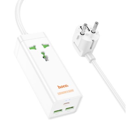 HOCO AC9A CARGADOR/ZAPATILLA SCHUKO C/1 UNIVERSAL 1 USB-C/2 USB-A WHITE 30W