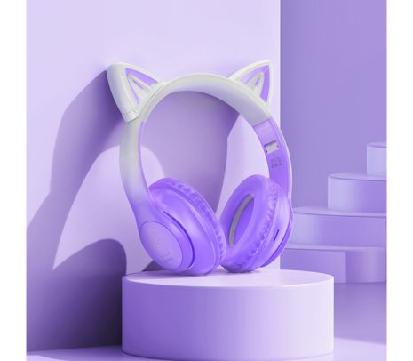 HOCO W42 HEADPHONES CAT CON OREJAS P/NIÑOS BT PURPLE GRAPE