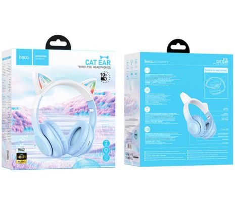 HOCO W42 HEADPHONES CAT CON OREJAS P/NIÑOS BT CRYSTAL BLUE