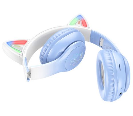 HOCO W42 HEADPHONES CAT CON OREJAS P/NIÑOS BT CRYSTAL BLUE