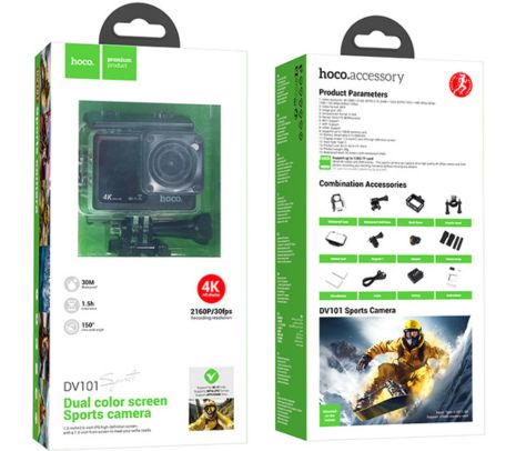 HOCO DV101 CAMARA PARA DEPORTES CON DOBLE PANTALLA BLACK