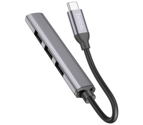 HOCO HB26 HUB 4 EN 1 USB-C A 1 USB-A 3.0 Y 3 USB-A 2.0 METAL GREY