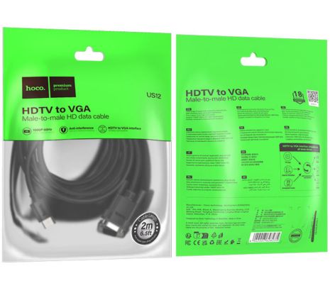 HOCO US12 CABLE HDMI A VGA HD BLACK 2M