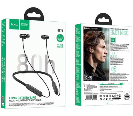 HOCO ES70 EARPHONES ARMOUR C/MIC BT BLACK