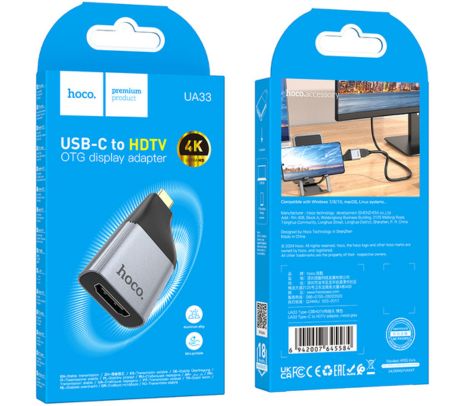 HOCO UA33 ADAPTADOR USB-C A HDMI METAL GREY