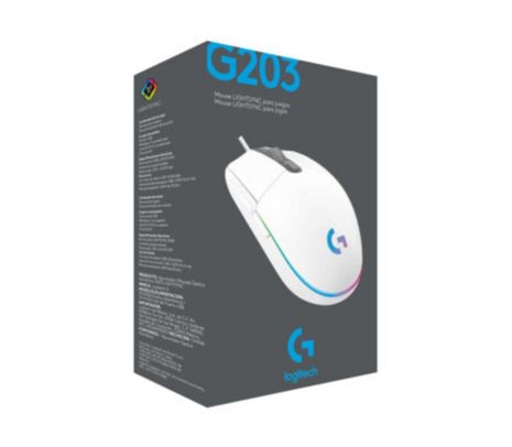 LOGITECH 910-005794 MOUSE G203 GAMING BLANCO LIGHTSYNC USB P/PROMO